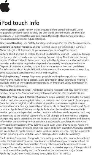 apple ipod touch manual instructions