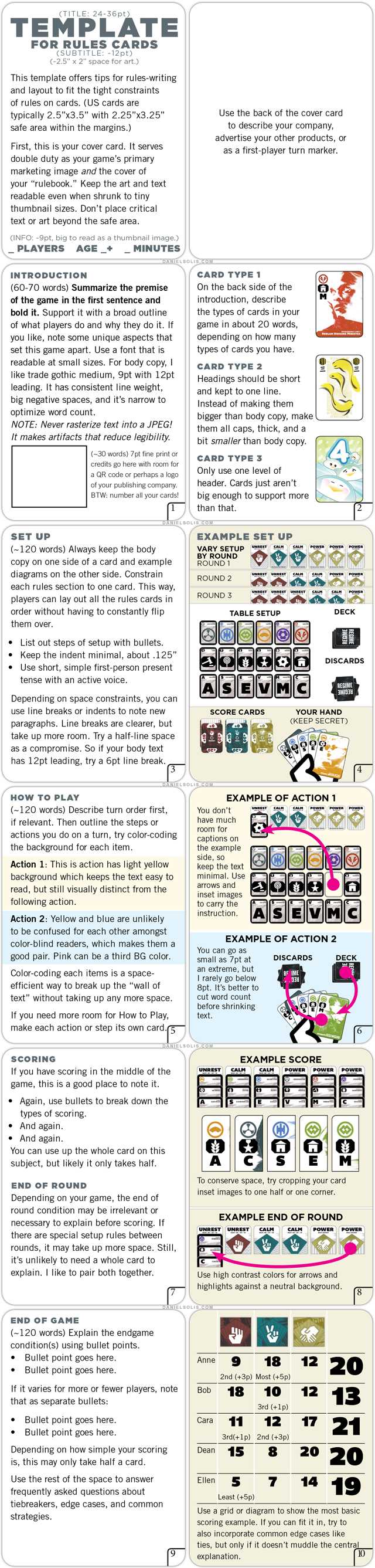 board game instruction manual template