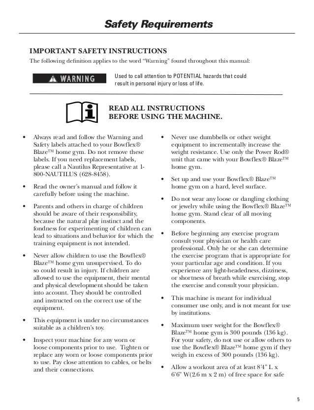 bowflex blaze instruction manual
