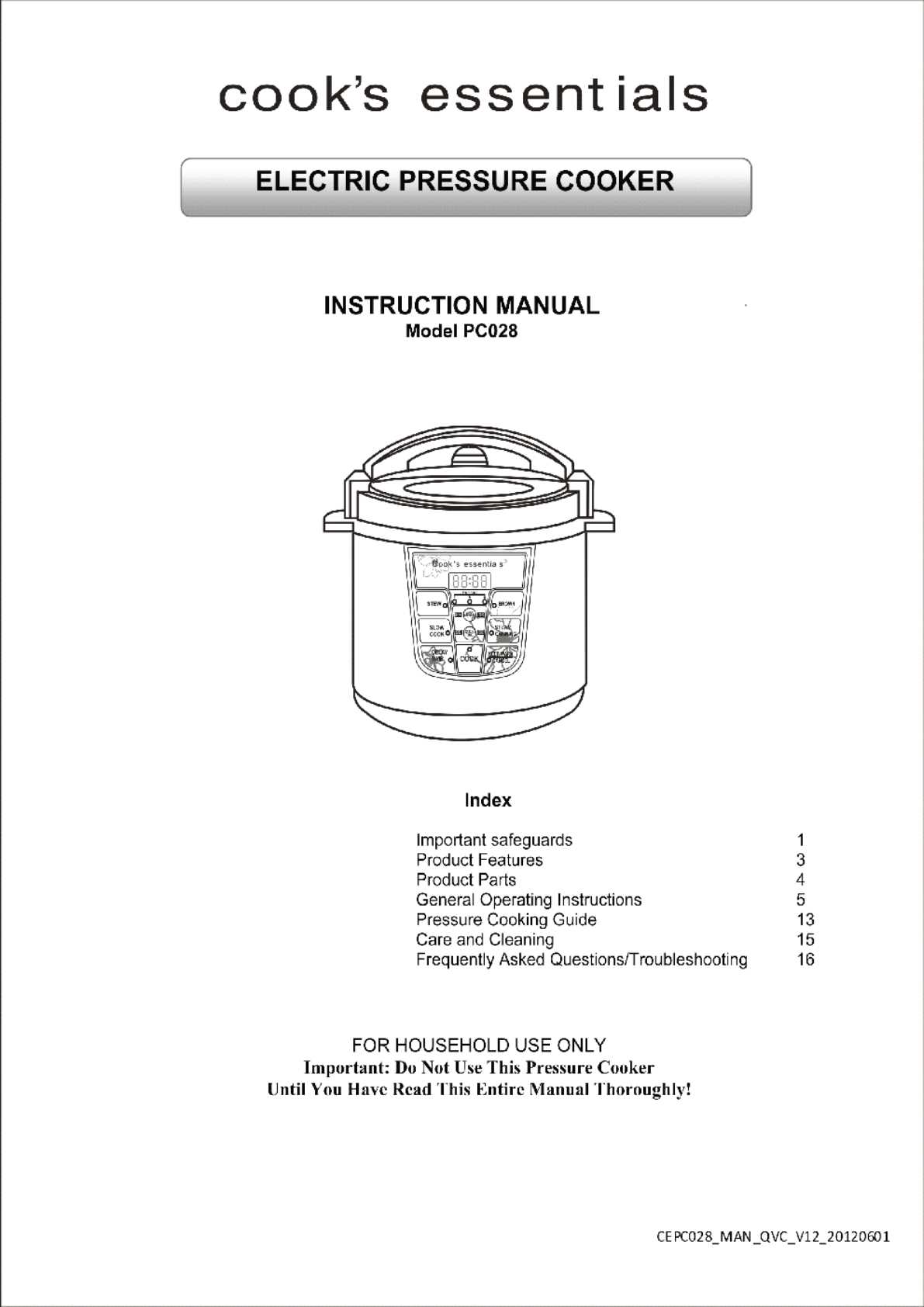 cooks essentials instruction manuals