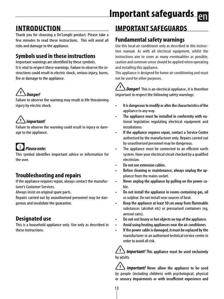 delonghi gas heater instruction manual