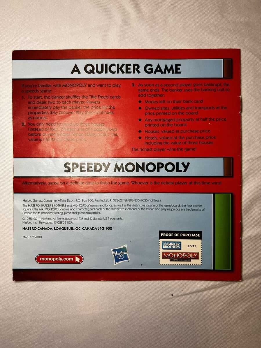 electronic monopoly instructions manual