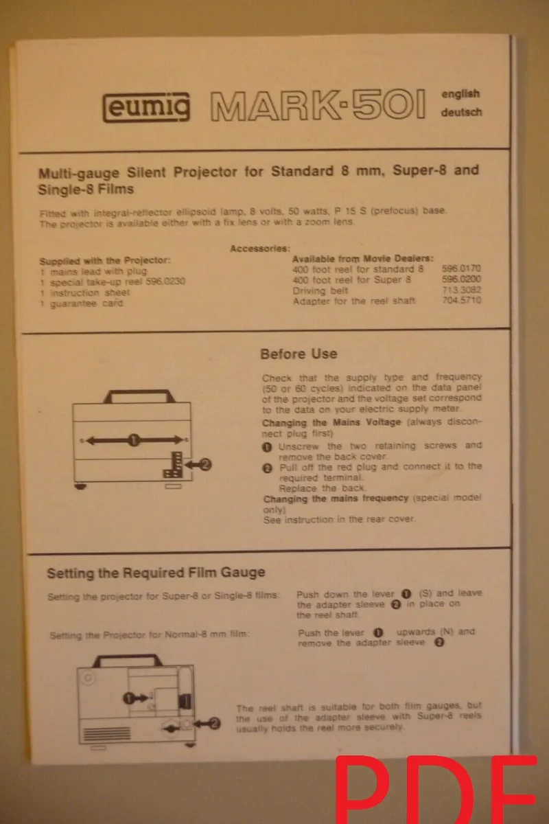 eumig mark 501 instruction manual