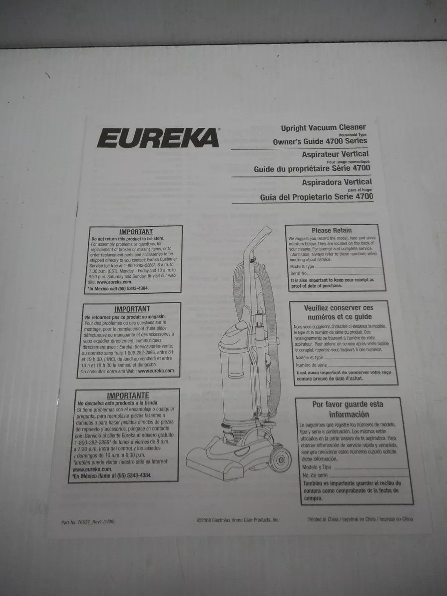 eureka vacuum instruction manual