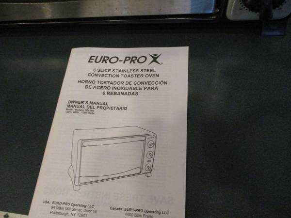 euro pro x toaster oven instruction manual