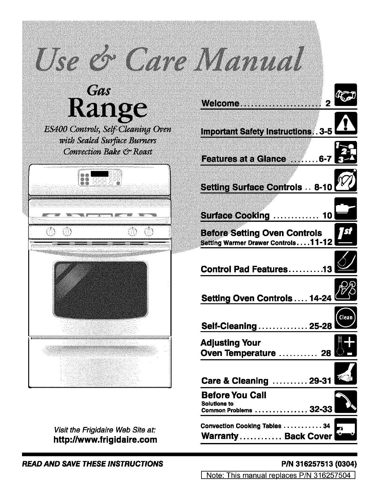 frigidaire oven instruction manual