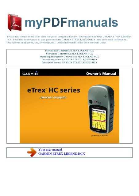 garmin etrex legend instruction manual