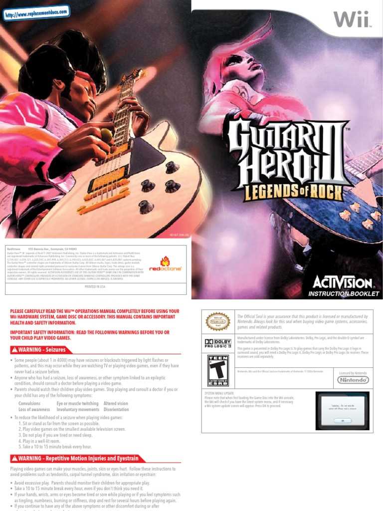 guitar hero instruction manual