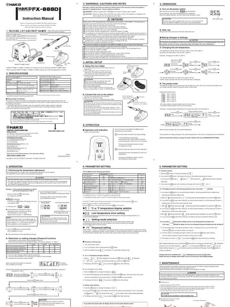 hakko fx 888d instruction manual