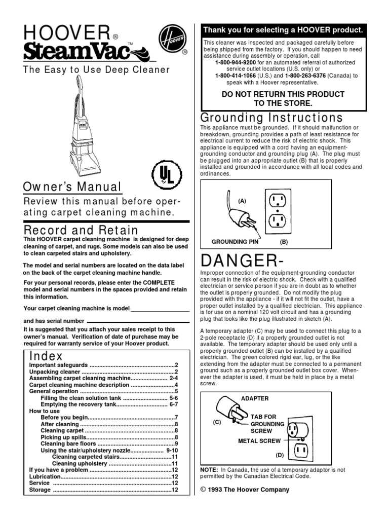 hoover steamvac instruction manual