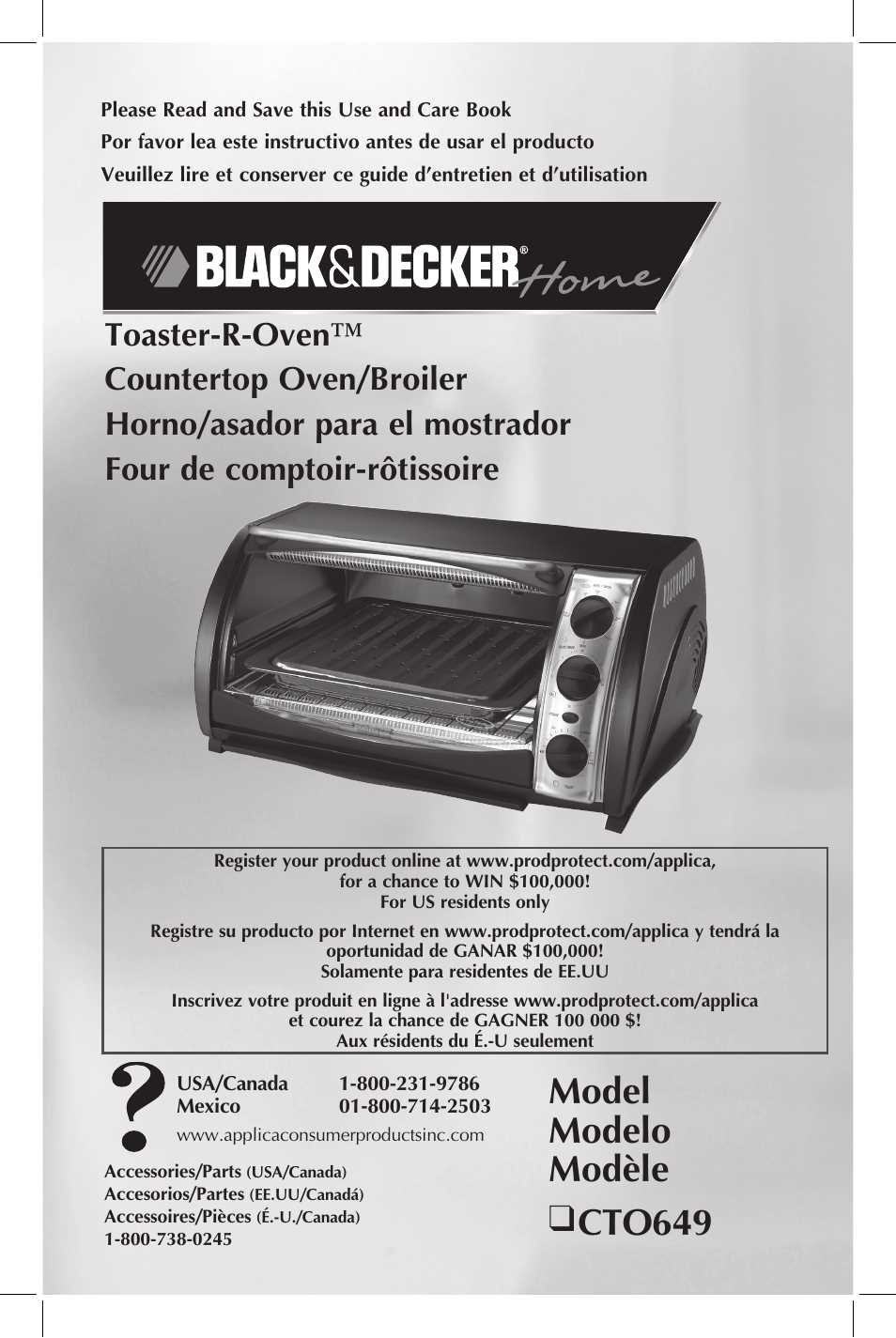 instruction manual for black and decker toaster oven