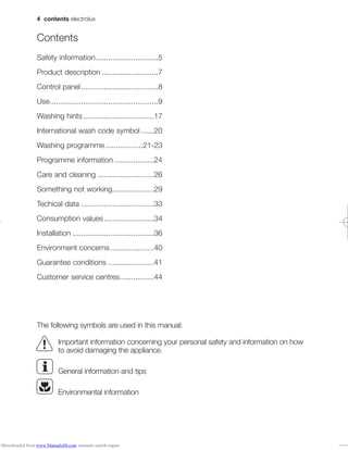 instruction manual for electrolux washing machine