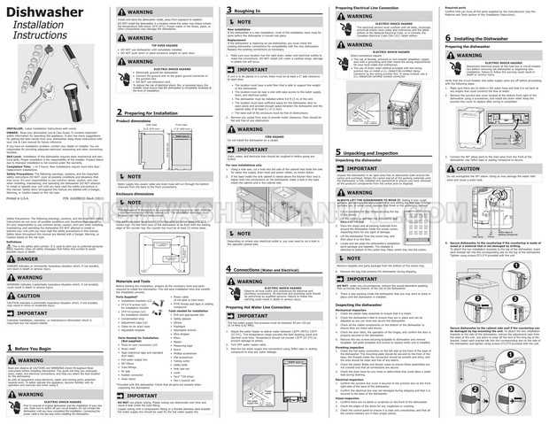 instruction manual for frigidaire dishwasher