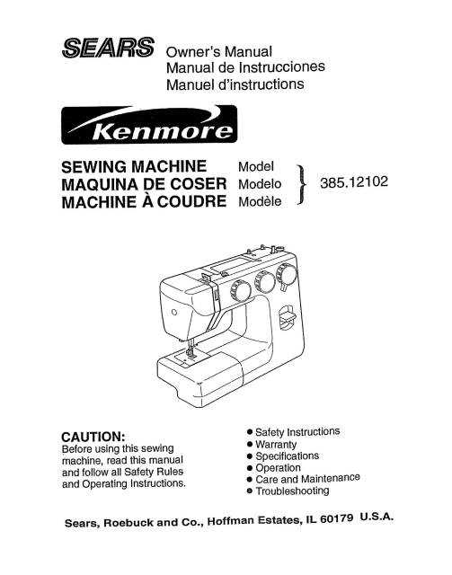 instruction manual for kenmore sewing machine model 385