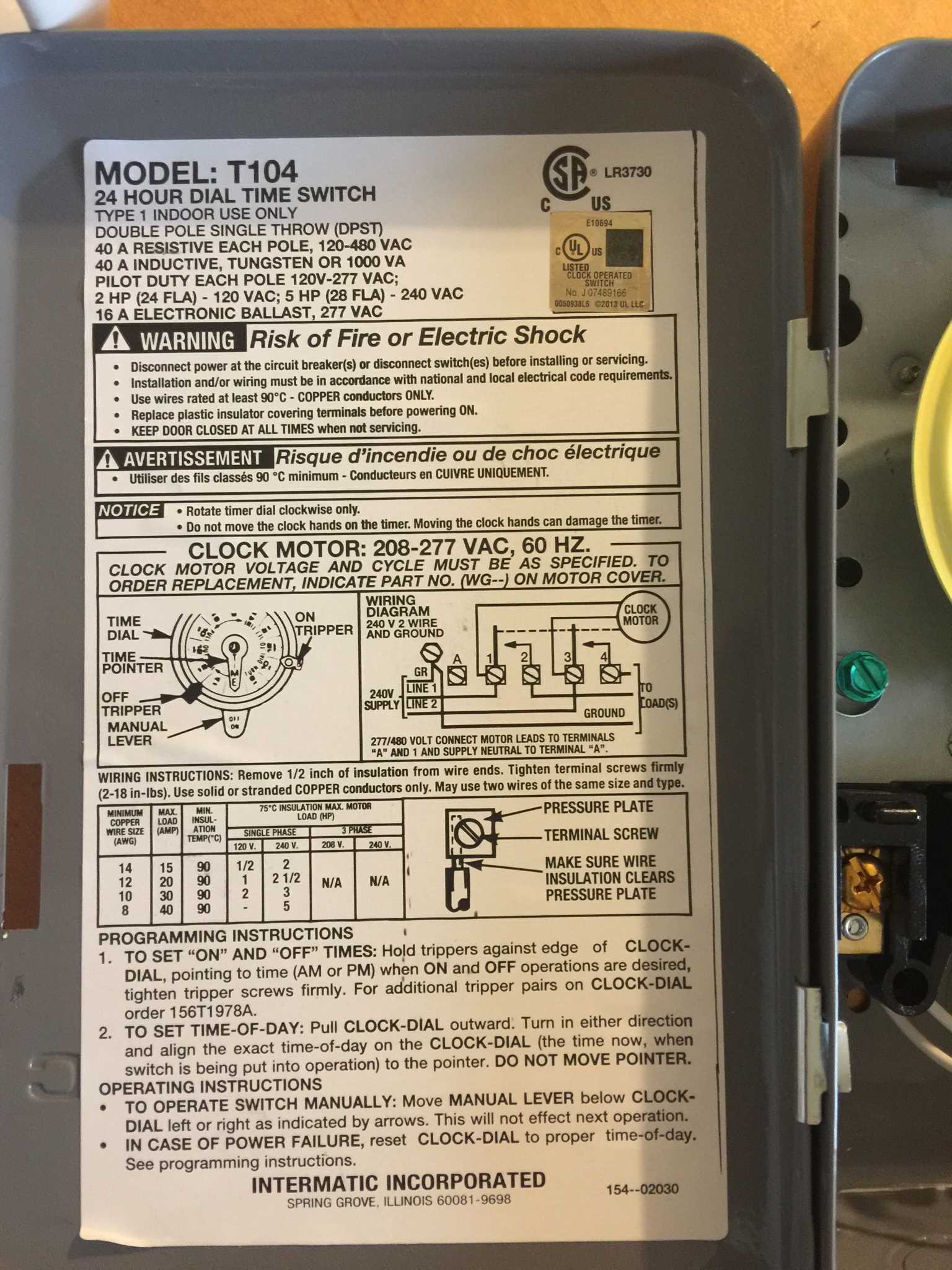 intermatic t101r instruction manual