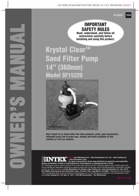 intex pool instruction manual