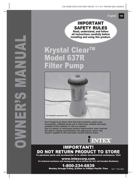 intex swimming pool instruction manual