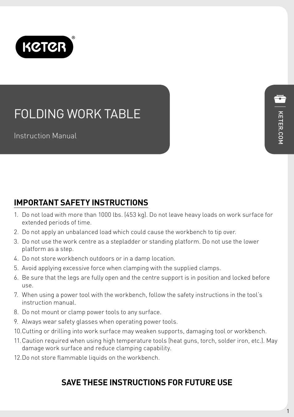 keter folding work table instruction manual
