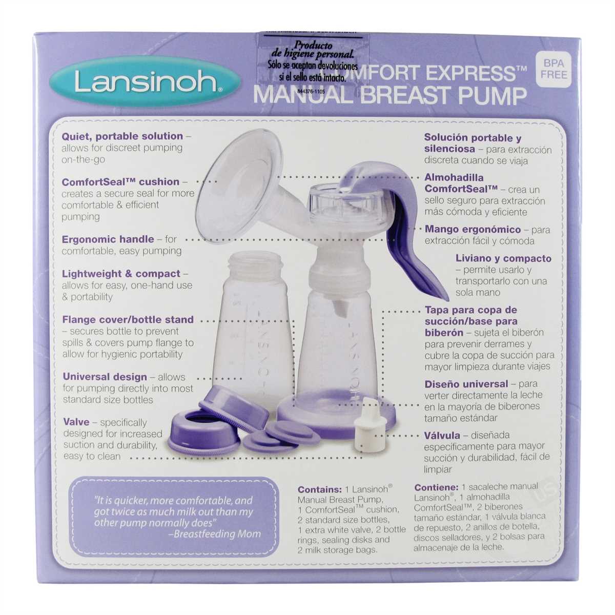 lansinoh breast pump manual instructions