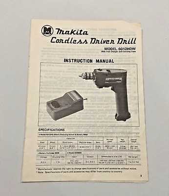 makita cordless drill instruction manual