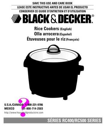 manual black and decker rice cooker instructions