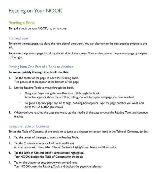 nook ereader instruction manual