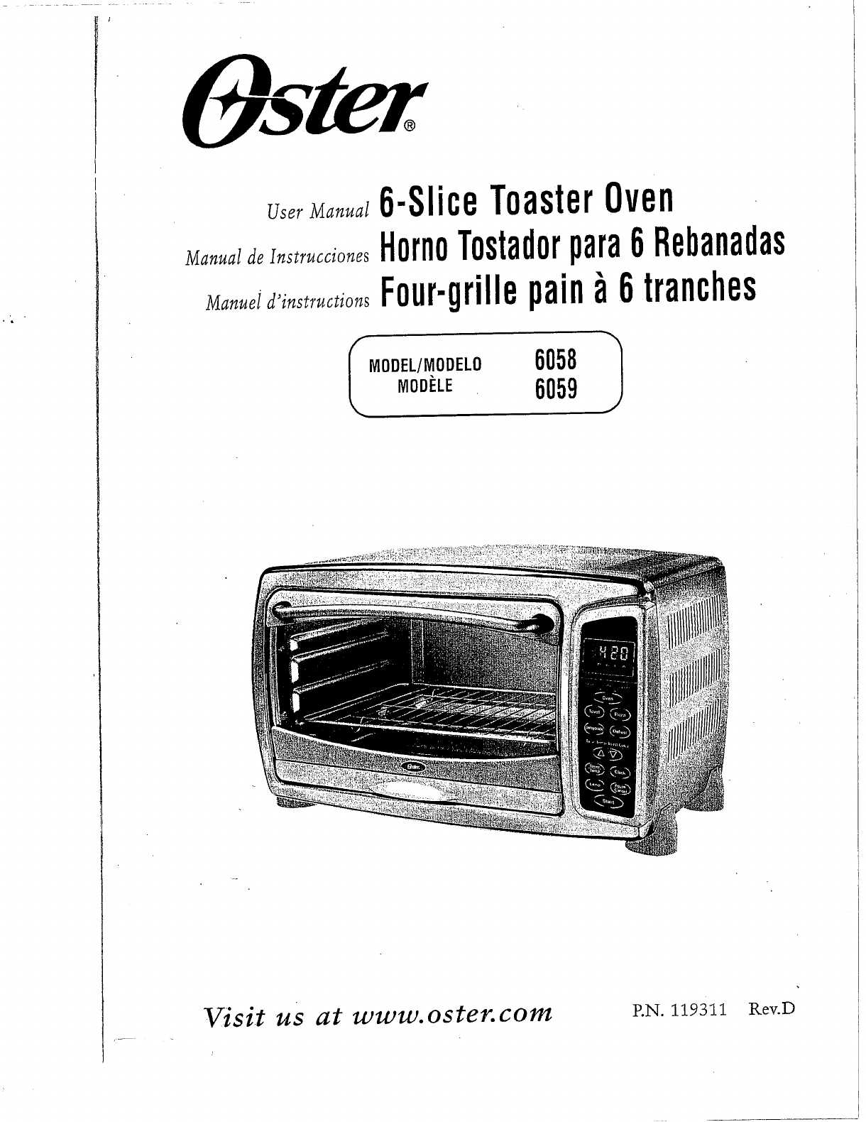 oster toaster oven instruction manual