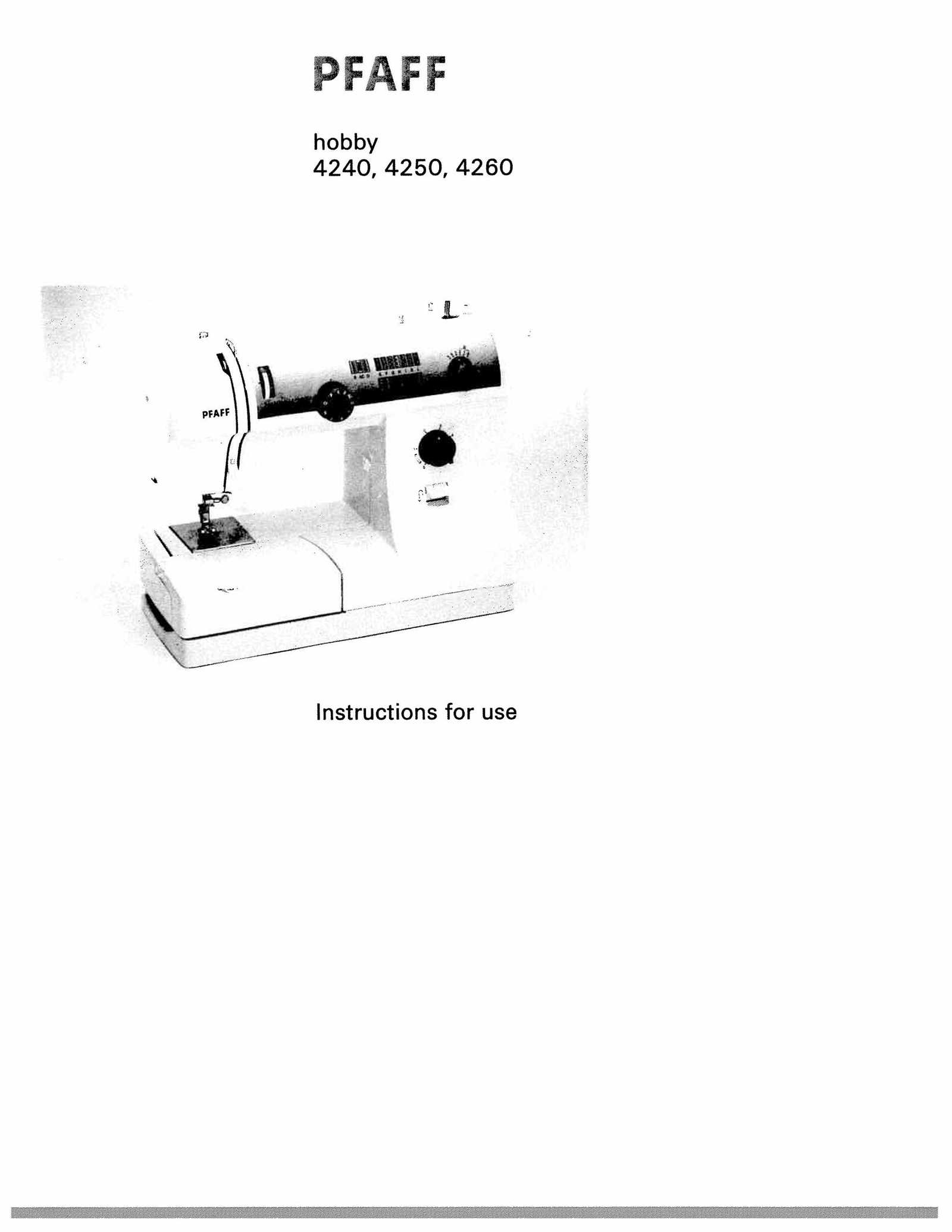 pfaff sewing machine instruction manual