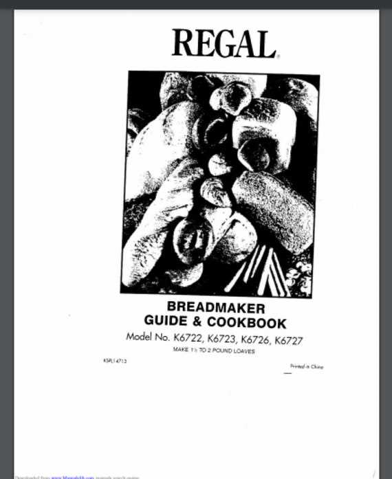 regal bread machine instruction manual