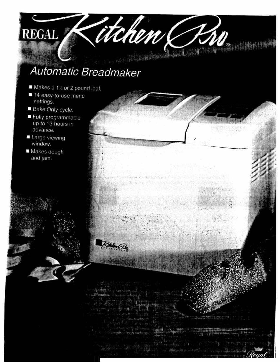 regal bread maker instruction manual