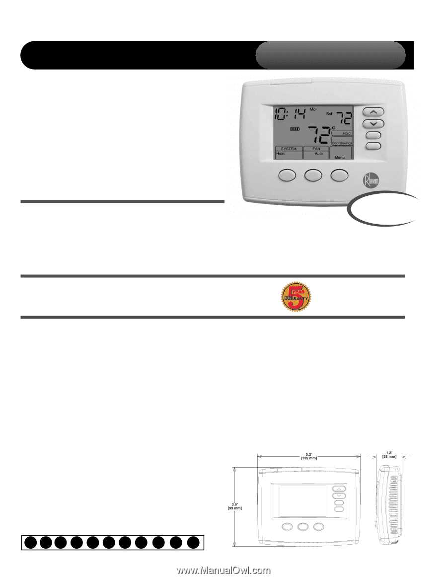 rheem 200 series thermostat instruction manual