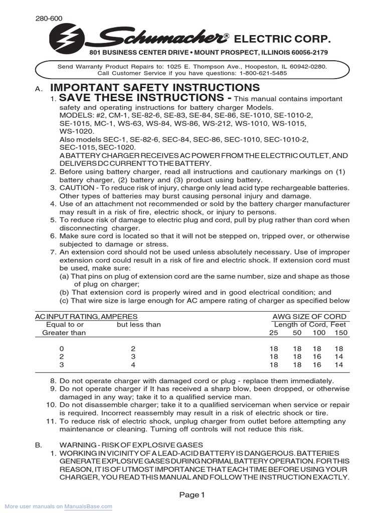 schumacher battery charger se 82 6 instruction manual