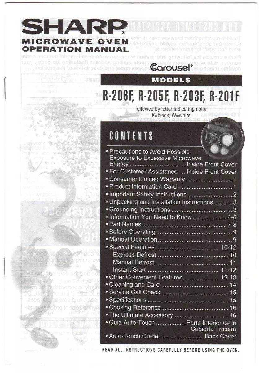 sharp microwave instruction manual