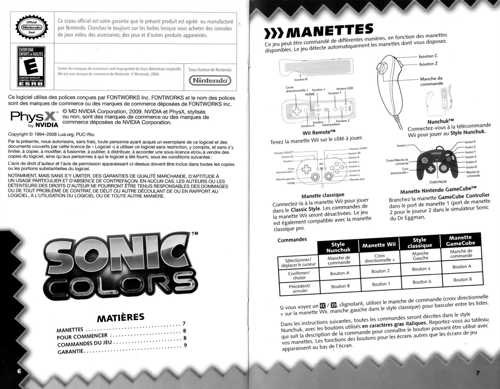 sonic colors instruction manual wii