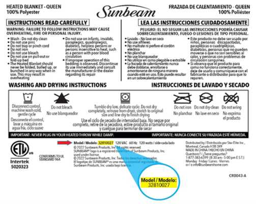 sunbeam heating pad instruction manual