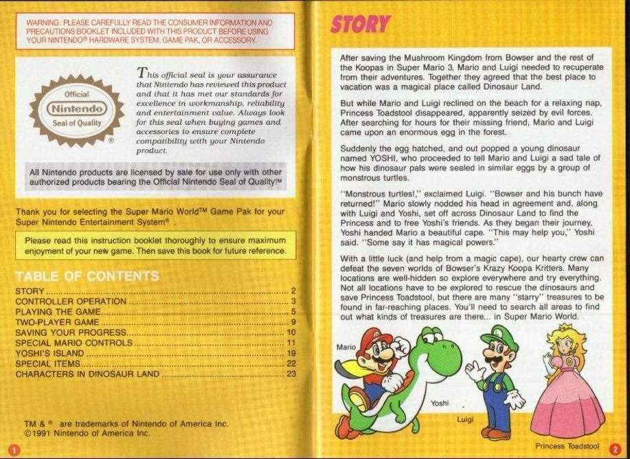 super nintendo instruction manual
