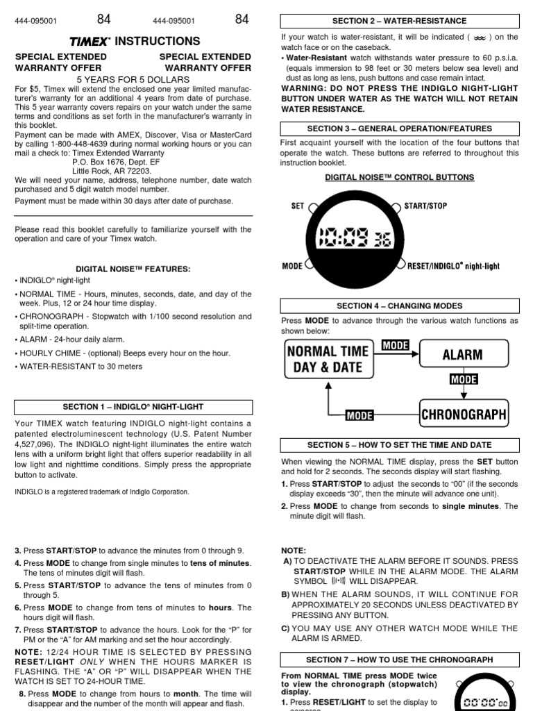 timex indiglo watch instruction manual