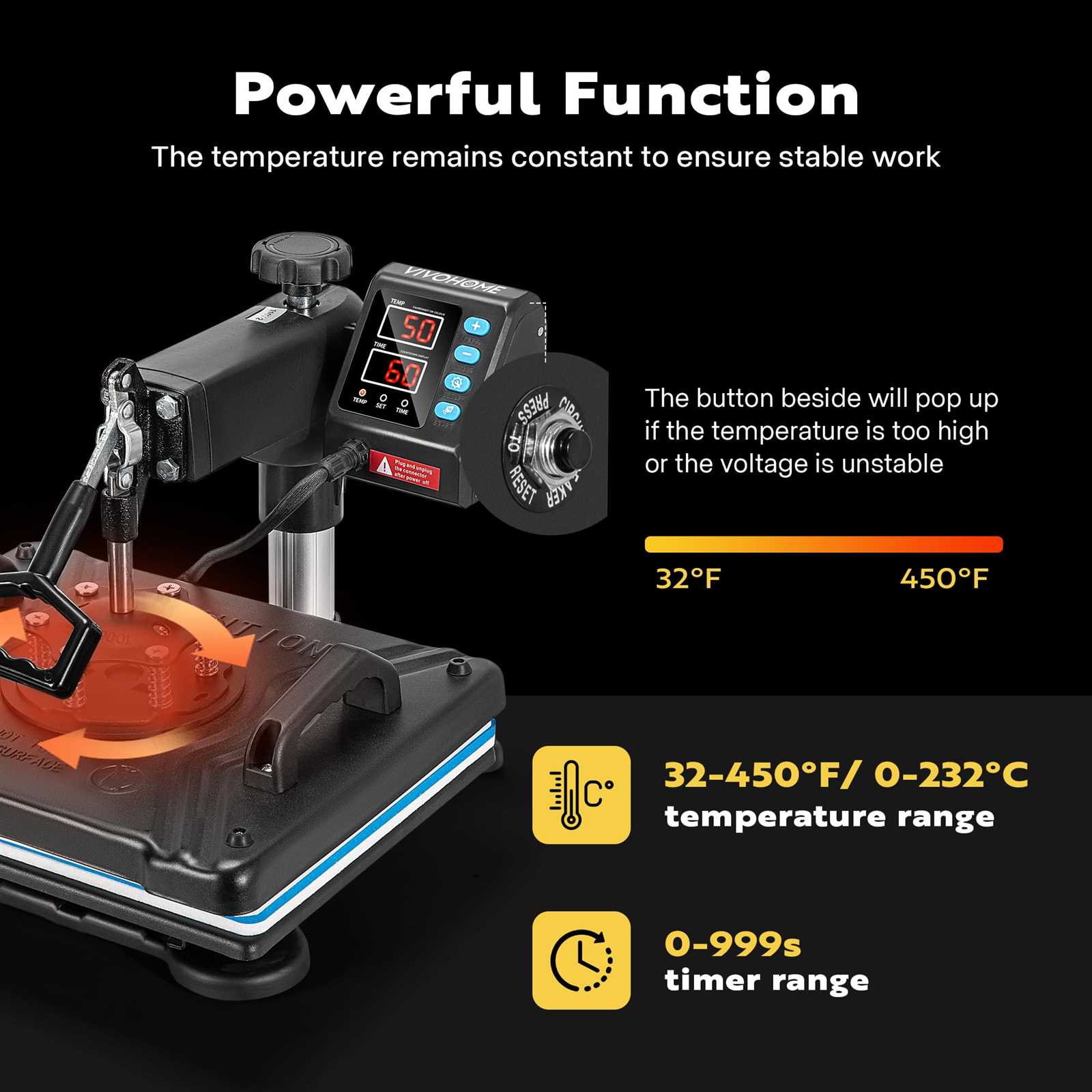 vivohome heat press instruction manual