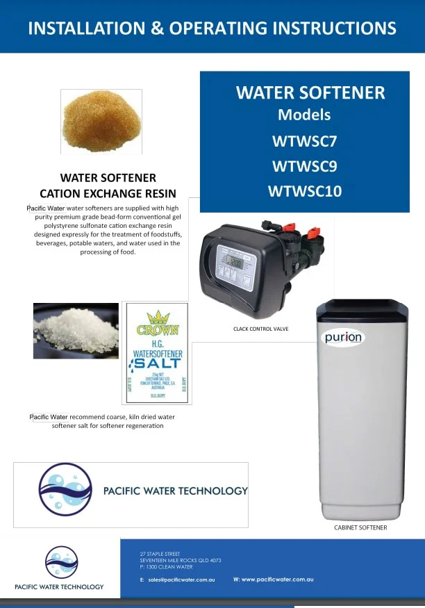 water softener instructions manual