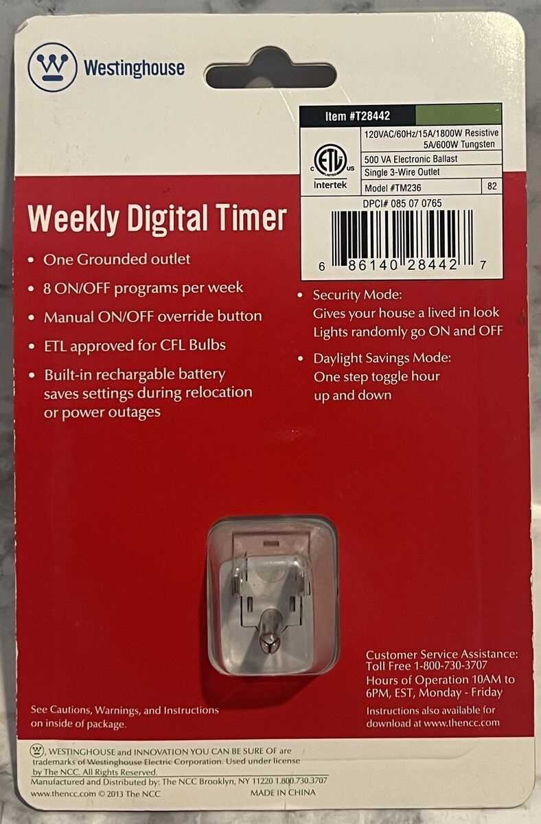 westinghouse digital timer instructions manual