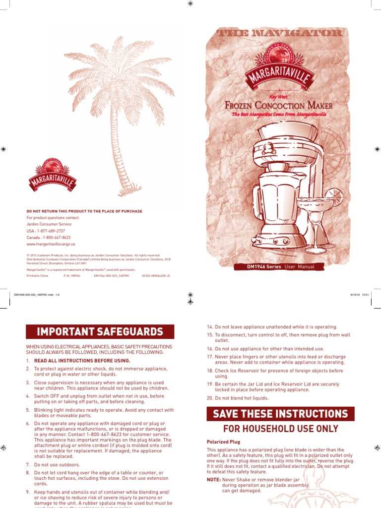 margaritaville bali instruction manual