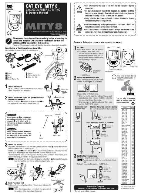 cat eye mity 8 instruction manual