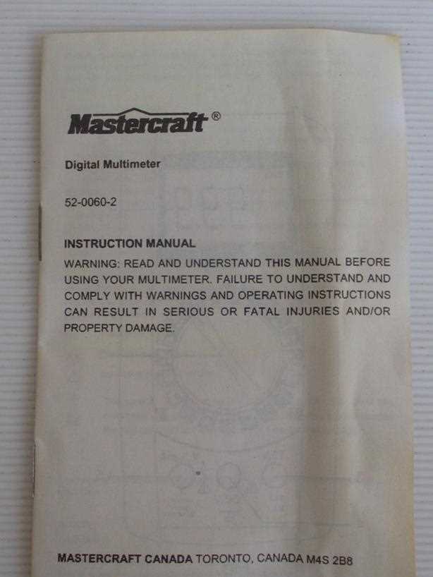 mastercraft digital multimeter instruction manual