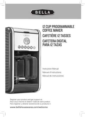 bella coffee maker instruction manual