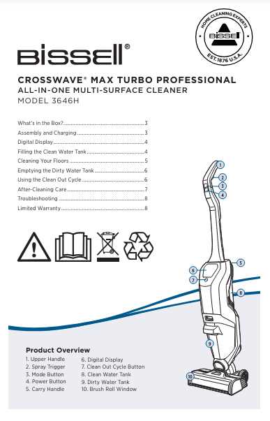 bissell crosswave cordless instruction manual