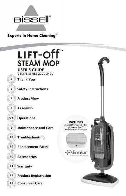 bissell lift off deep cleaner pet instruction manual