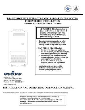 bradford white water heater instruction manual