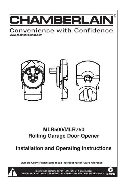 chamberlain garage door opener instruction manual