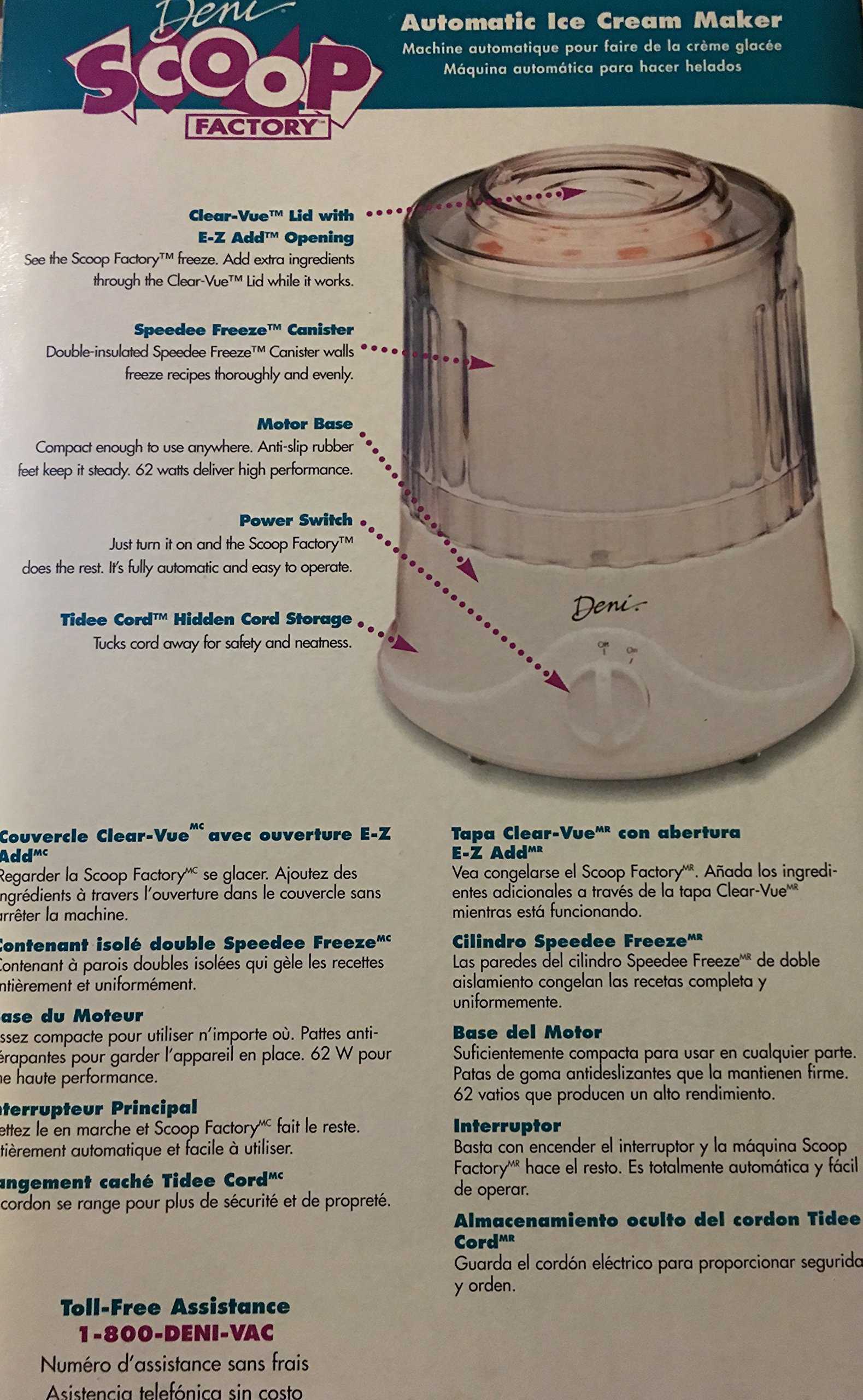 deni ice cream maker instruction manual