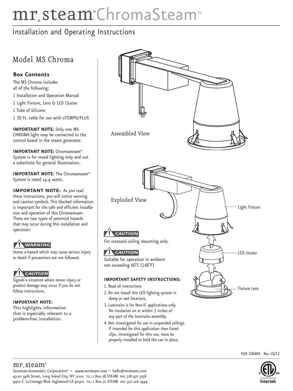 mr steam instruction manual